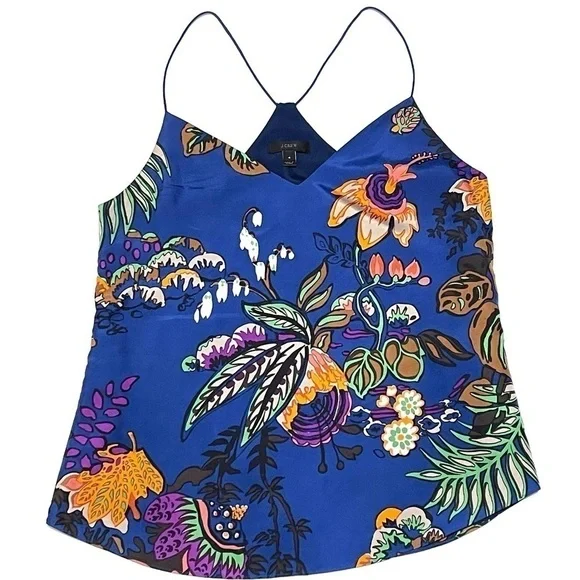 J. Crew Woman 100% SILK Classic Floral Sleeveless Holter Top Size 4 - Picture 7 of 11